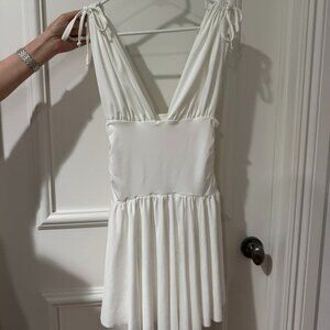 White Ruched Mini Dress